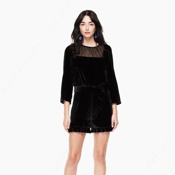 Kate Spade Black Velvet Romper - Picture 1 of 5